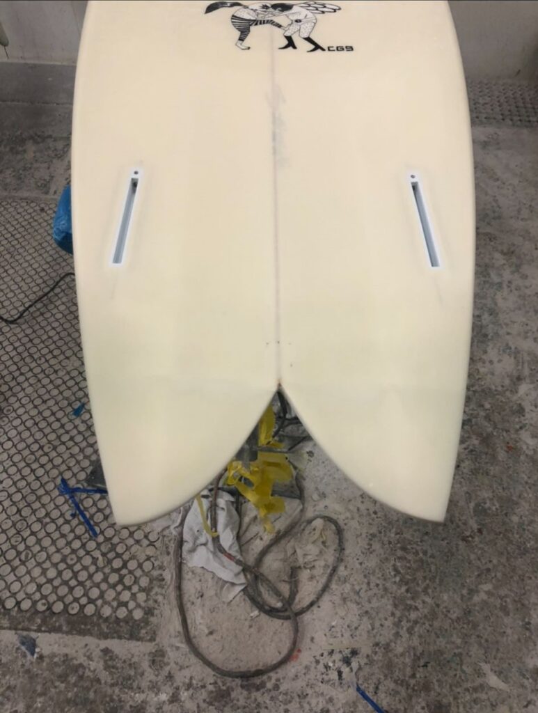 Swallow tail surfboard snap fullt repaired at Melbourne Surfboard Repairs